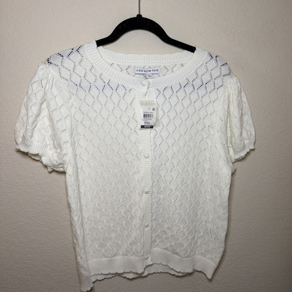 New! AndNowThis button short sleeve cardigan size PXL